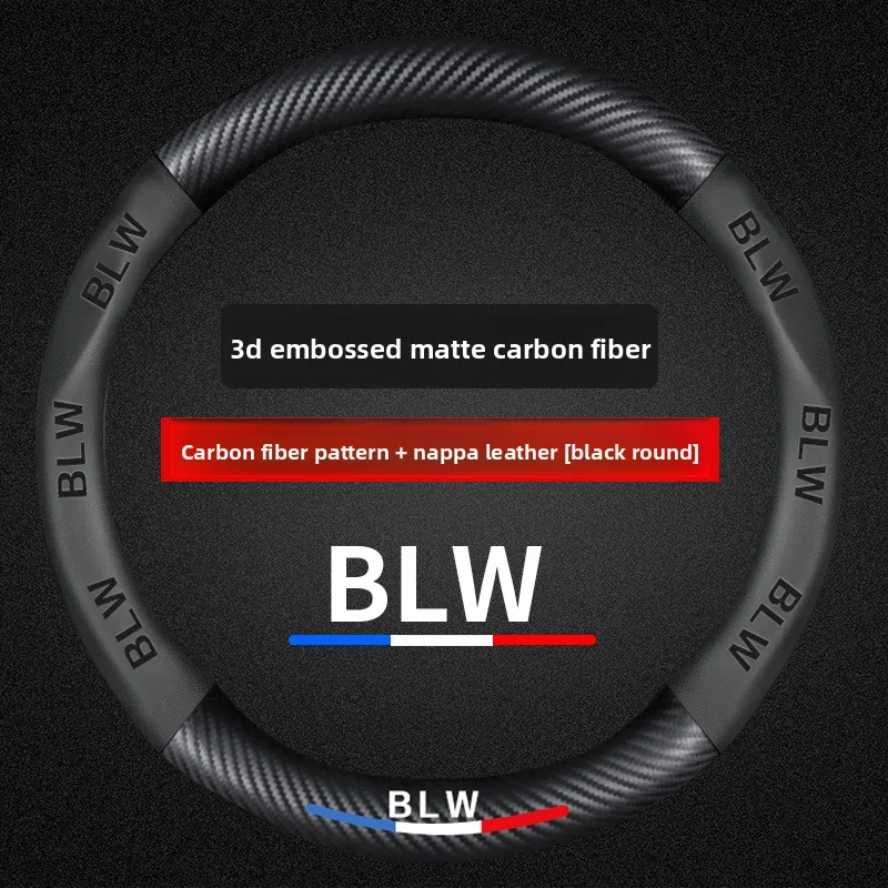 3D Embossed Carbon Fiber Car Steering Wheel Cover Universal Auto Accessories Non Slip Breathable Sporty Grip