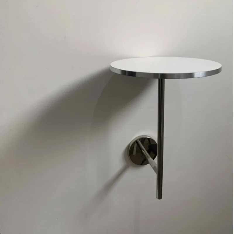 Vintage Wall-Mounted Side Table Stainless Steel Coffee Tables Milk Tea Shop Bar Counter Shelf