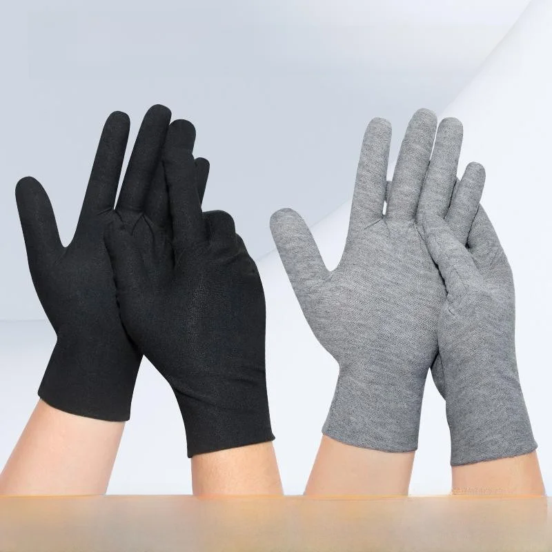 

Легкие мужские перчатки большого размера, противоскользящие, для вождения и работы, из хлопка и полиэтилена, белые, черные, прочные перчатки для мужчин