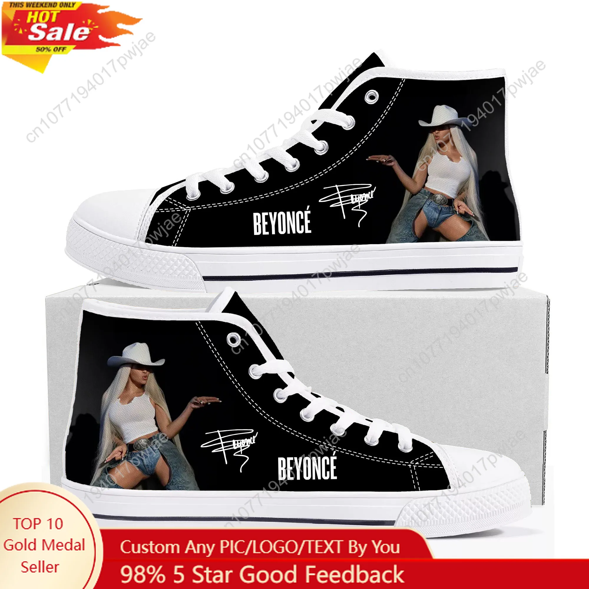 

Beyonce Rock Cowboy Carter High Top Canvas Sneakers Mens Womens High Quality Ghana Hiking Casual Shoes