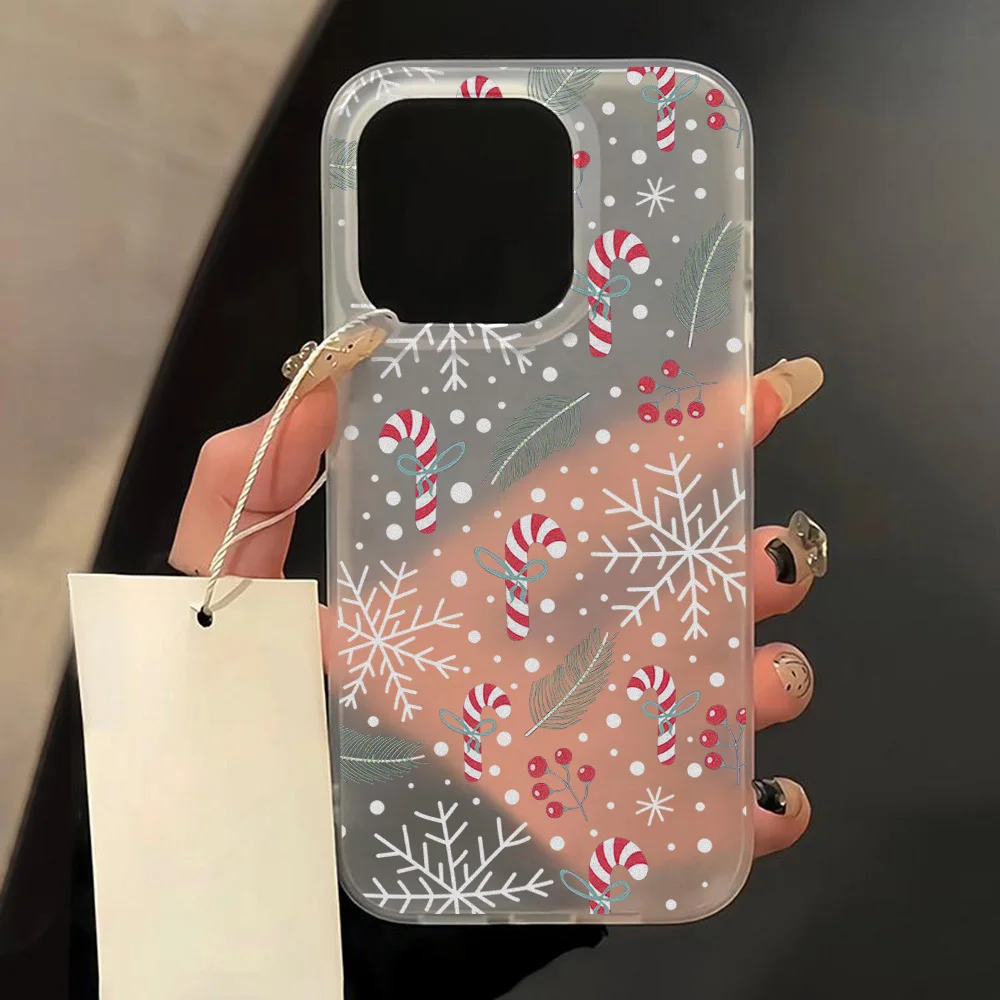 Merry Christmas Frosted Clear Phone Case For iPhone 16 Pro Max 15 14 13 12 11 Pro 16 15 14 Plus Fashion For iphone Navidad Cover