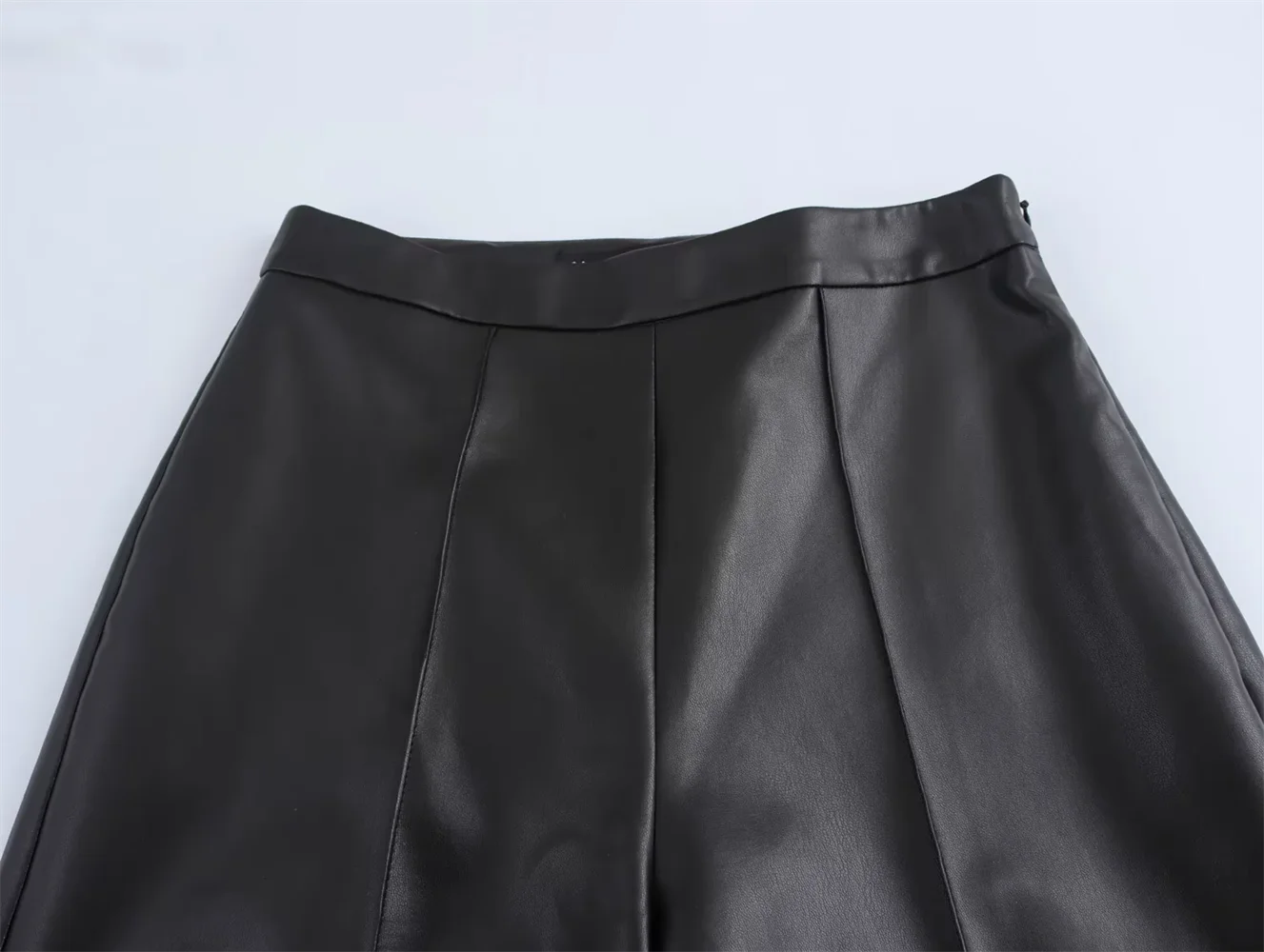 PB&ZA 2024 Autumn/Winter New Product Three Dimensional Cutting High Waist slimming straight leg leather pants for women