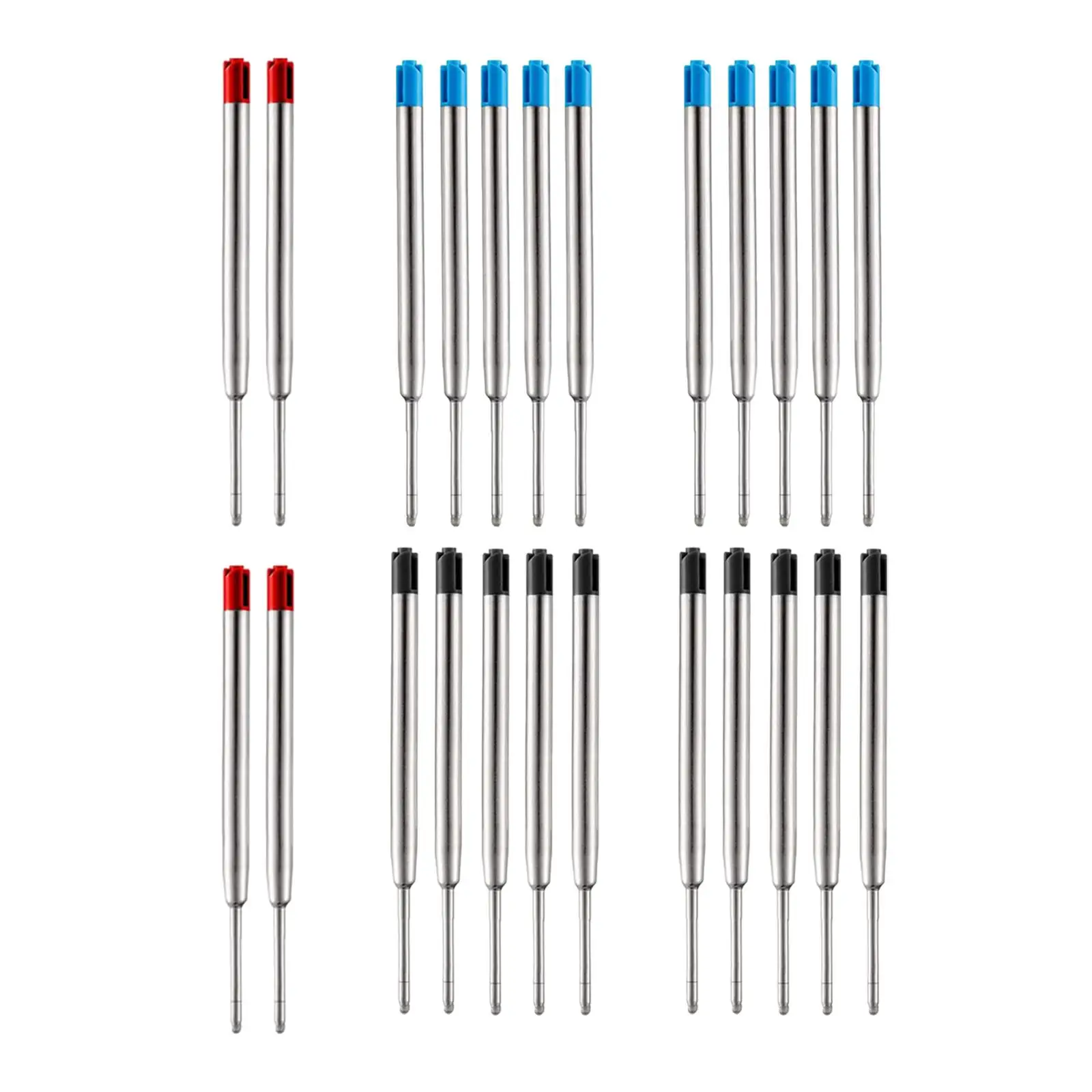 24Pcs Ballpoint Pen Refills Metal 9.9Cmx0.6cm blue black Red Replace Supplies for Office Hotel Students Stationery School