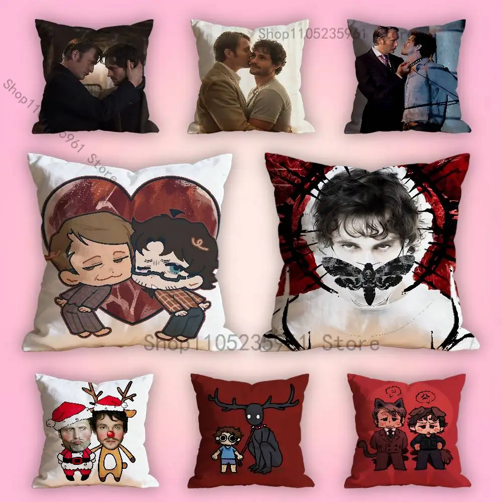 

H-HannibalS and Will Chibi Pillow Cases for Bedroom Living Room Sofa Home Decor Polyester Cushion Cover with Zipper