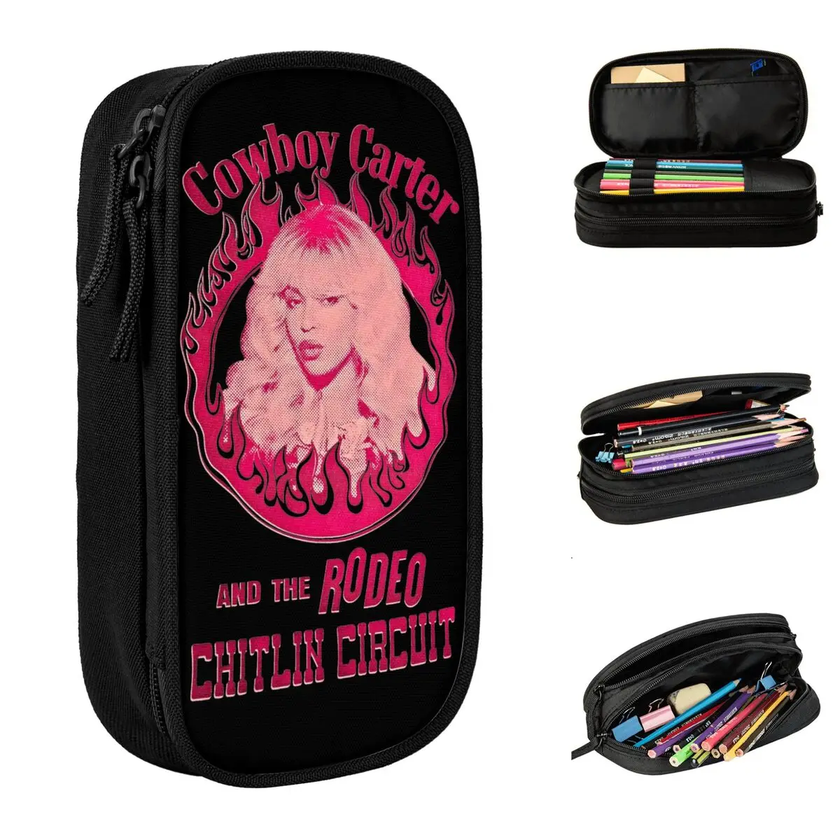 Beyonce Cowboy Carter Pencil Case Classic Pen Box Bag Girls Boys Big Capacity studenti School Zipper Pencil Box