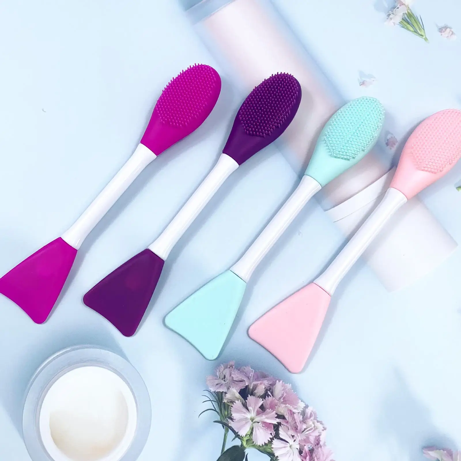 Portable Silicone Double Headed Face Brush Mask Spatula Applicator for Cleansing Exfoliating Massage Skincare Tool Beauty - view 4