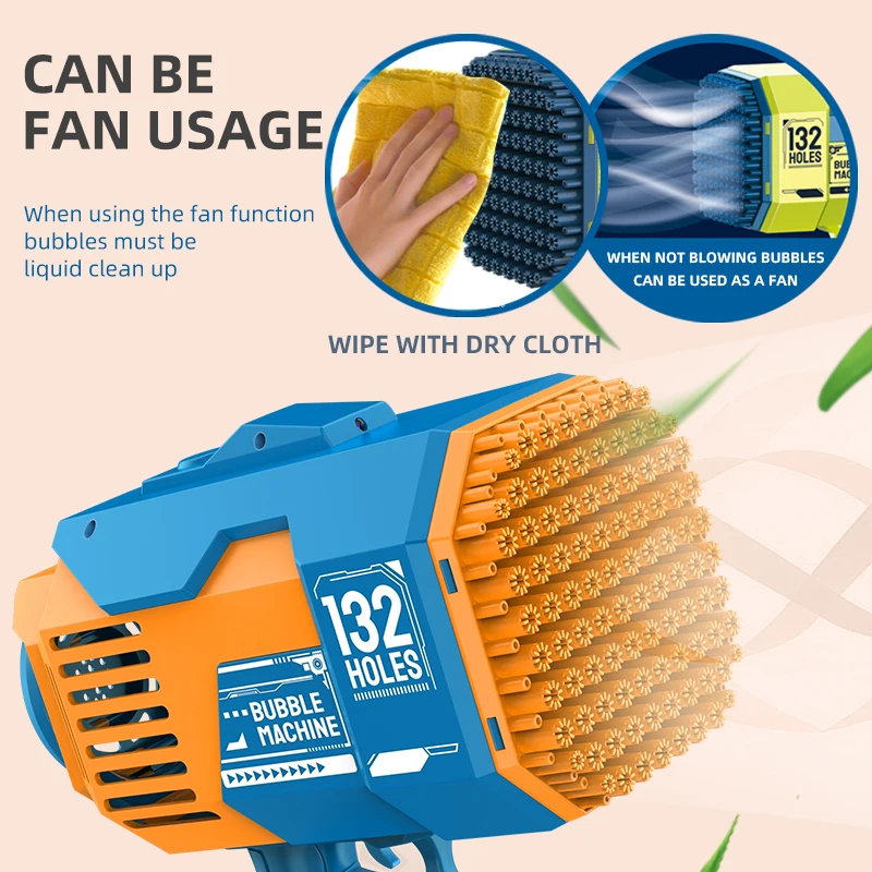 Pistolet à bulles électrique pour enfants, petit jouet, souffleur automatique avec lumière, 132 trous, tanystone ling, Regina, cadeaux