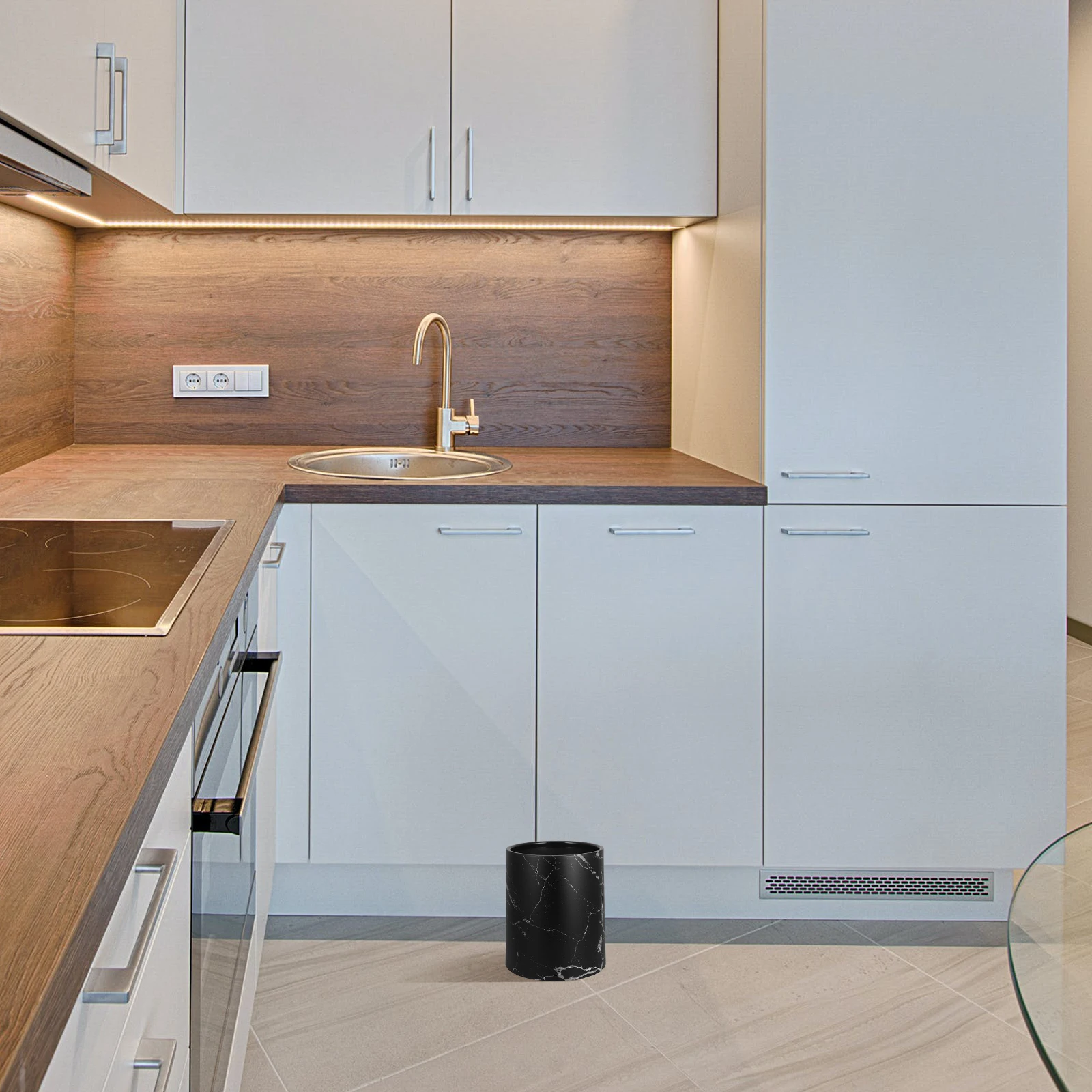 

Marbled Trash Can Waste Bin Plastic Garbage Container Room Office Home Kitchen Bathroom Living Decor Modern Easy Clean Large