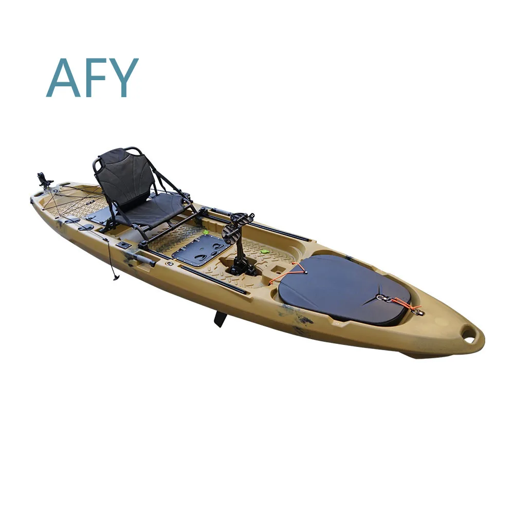 12Ft LLDPE Stable Single Seat Pedal Kayak for Fishing with Propeller Pedal Drive Ocean Kayaking Equipment for Adults Water