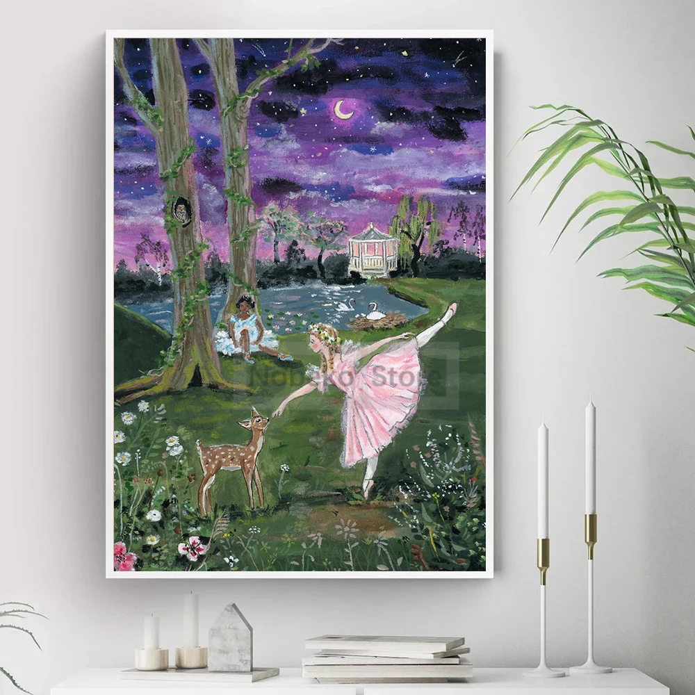 Modern Countryside Landscape Illustration Poster Hand Drawn Style Prints Canvas Painting Wall Art Pictures Home Room Decoration