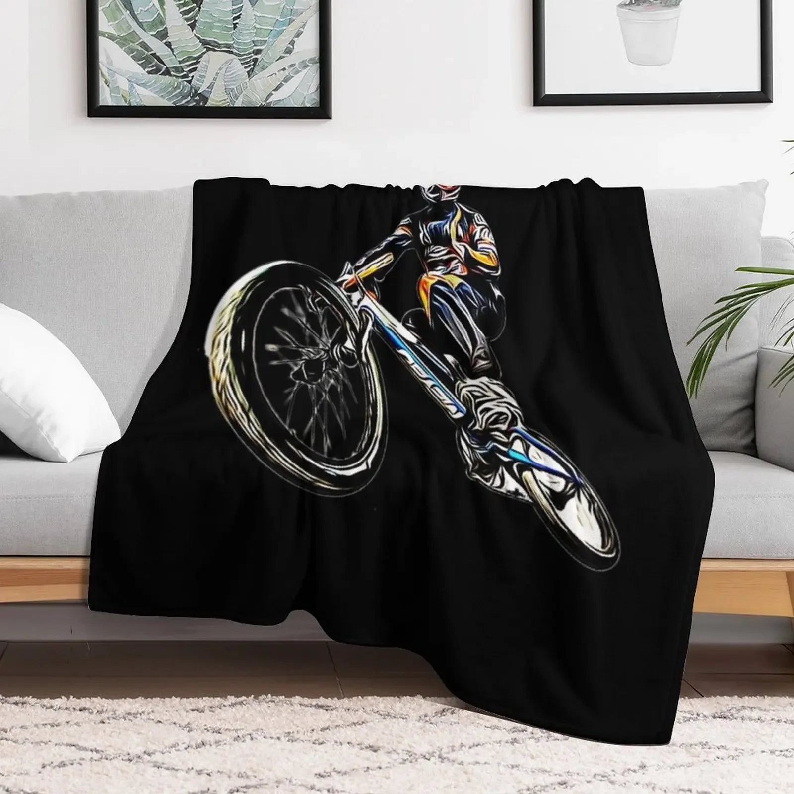 A cool grafitti BMX freestyle with paint splatters Throw Blanket Thermals For Travel Quilt Blankets