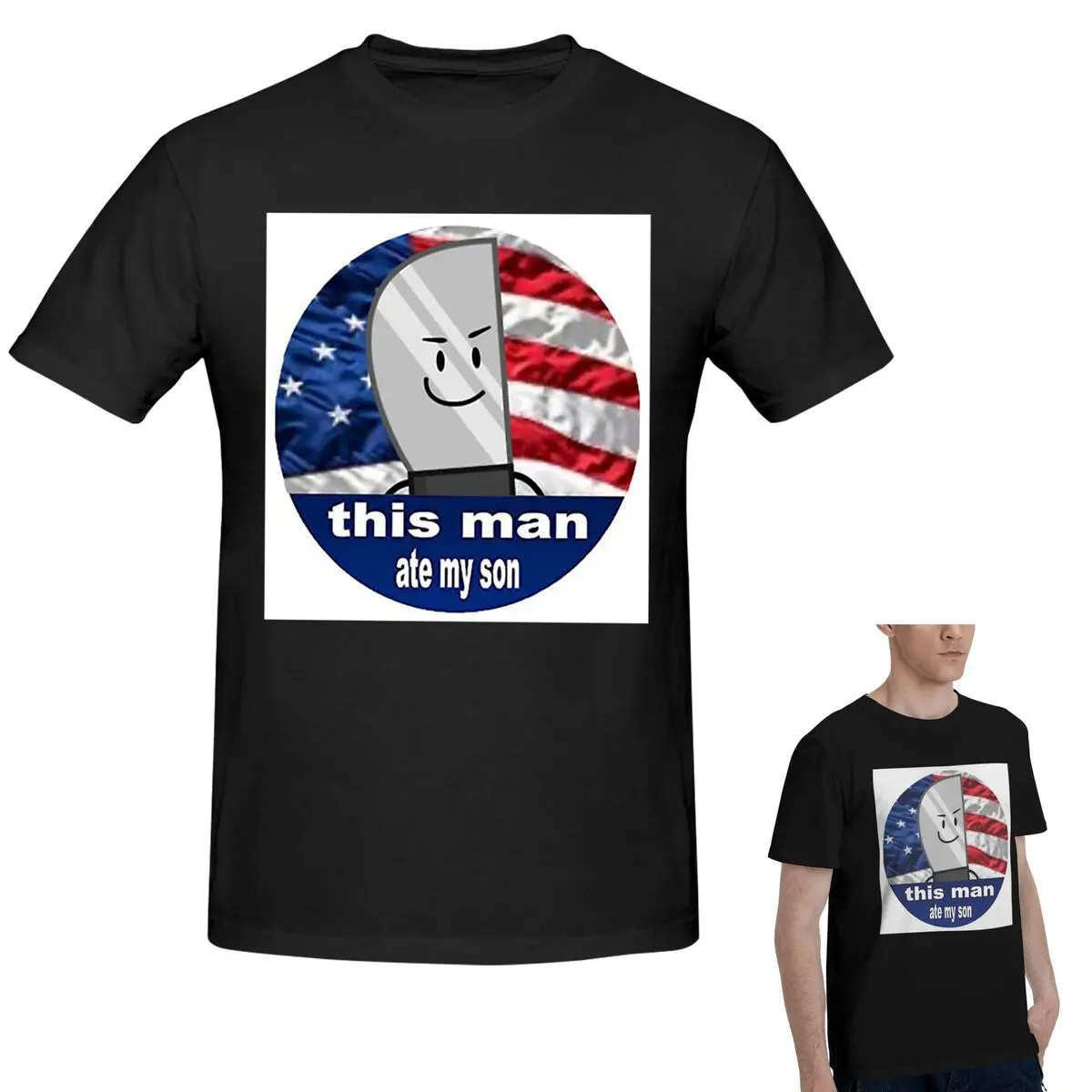 

Футболка из 100% хлопка Inanimate Insanity Knife This Man Ate My So, мужская забавная футболка большого размера, мужские летние рубашки с круглым вырезом, топы