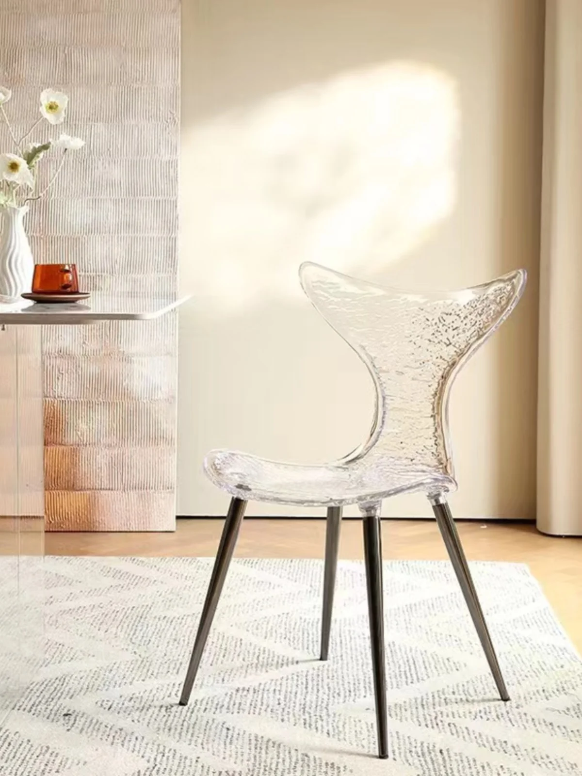 

Nordic Furniture Acrylic Coffee Chair Living Room Home Leisure Dining Chairs Minimalist Balcony Transparent Mermaid Makeup Stool