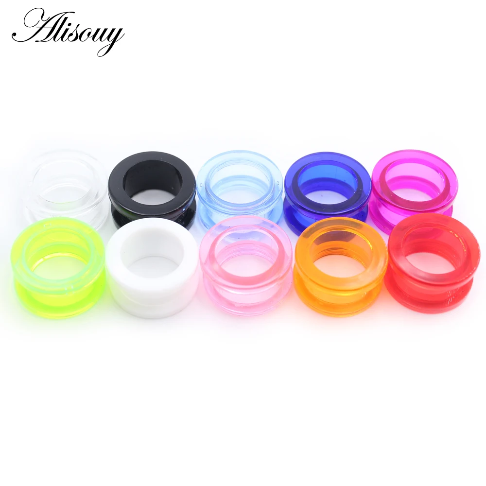 Alisouy 2PCS 2-24mm Transparent Acrylic Ear Stretchers Plugs Tunnels Expander Flesh Hollow Screw Earrings Piercing Body Jewelry