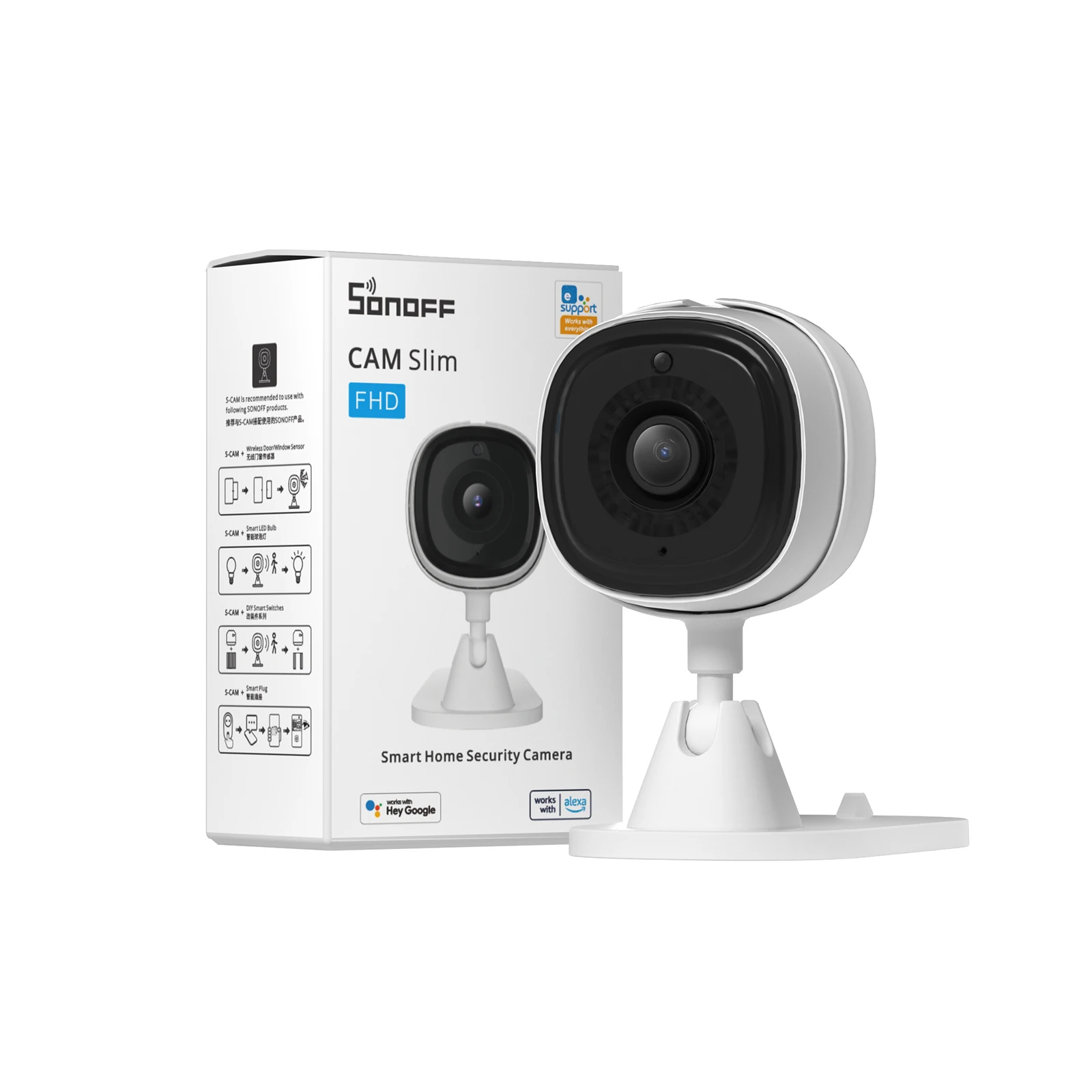 Sonoff cam magro wifi câmera de segurança inteligente 1080p hd movimento alarme bidirecional áudio cena ligação com dispositivos sonoff via ewelink