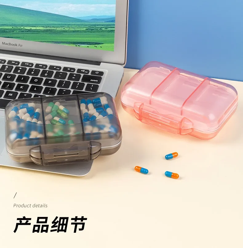 Double-layer Small Pill Box Portable Pill Box Transparent 7-cell Sealed Medicine Storage Box Camping Equipment Survival Kit