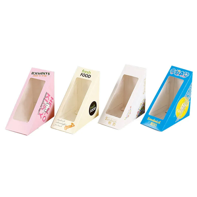 Customized productCustom Disposable Kraft Sandwich Box Paperboard Sandwich Wedge Packaging Boxes