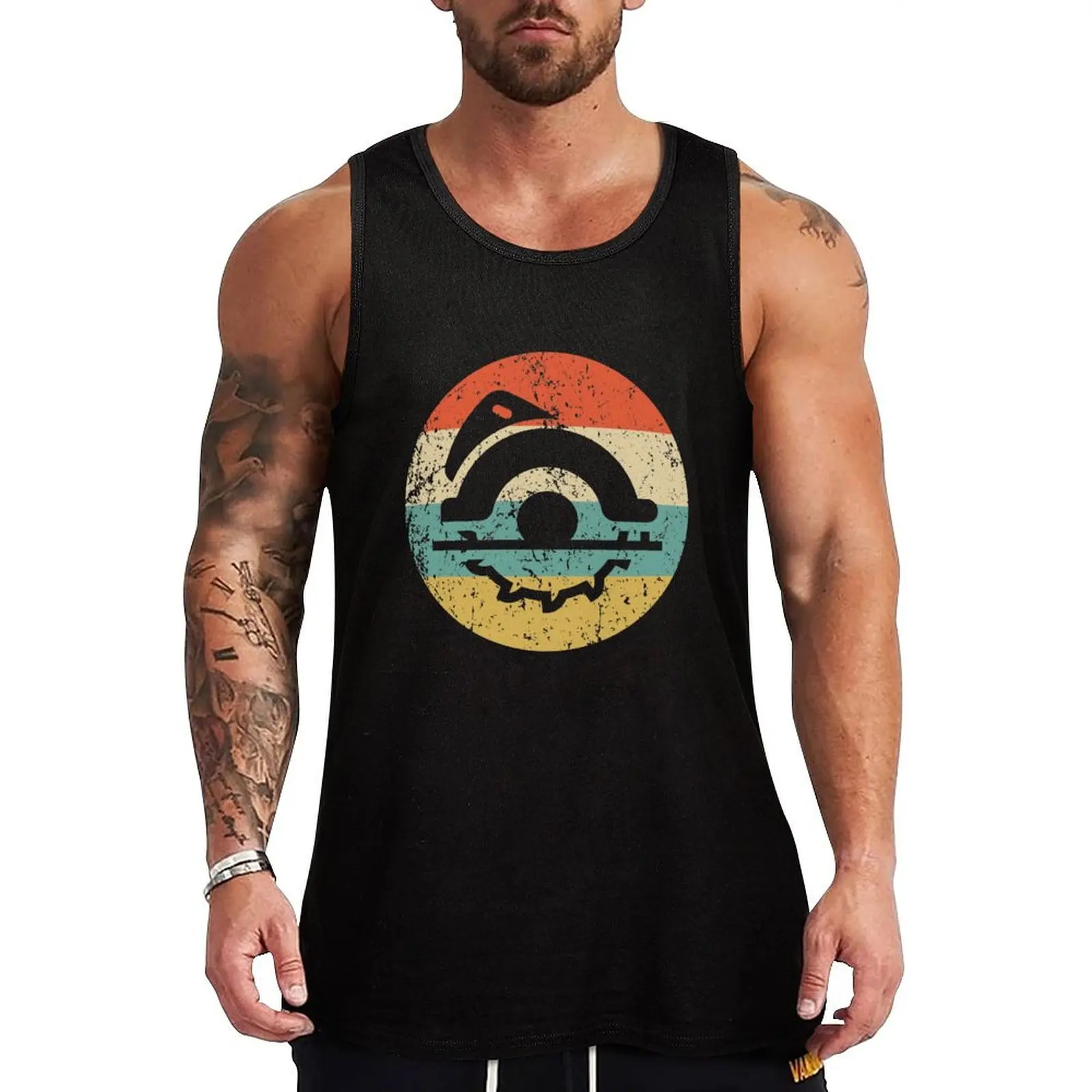 Carpenter Vintage Retro Circular Saw Tank Top gym clothes men mens gym for man man fitness