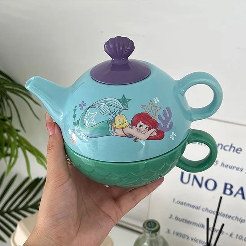

Disney The Little Mermaid Ariel Action Figure Toys Beauty and the Beast Belle Kettle And Cup Set Ceramic Cups Christmas Gift