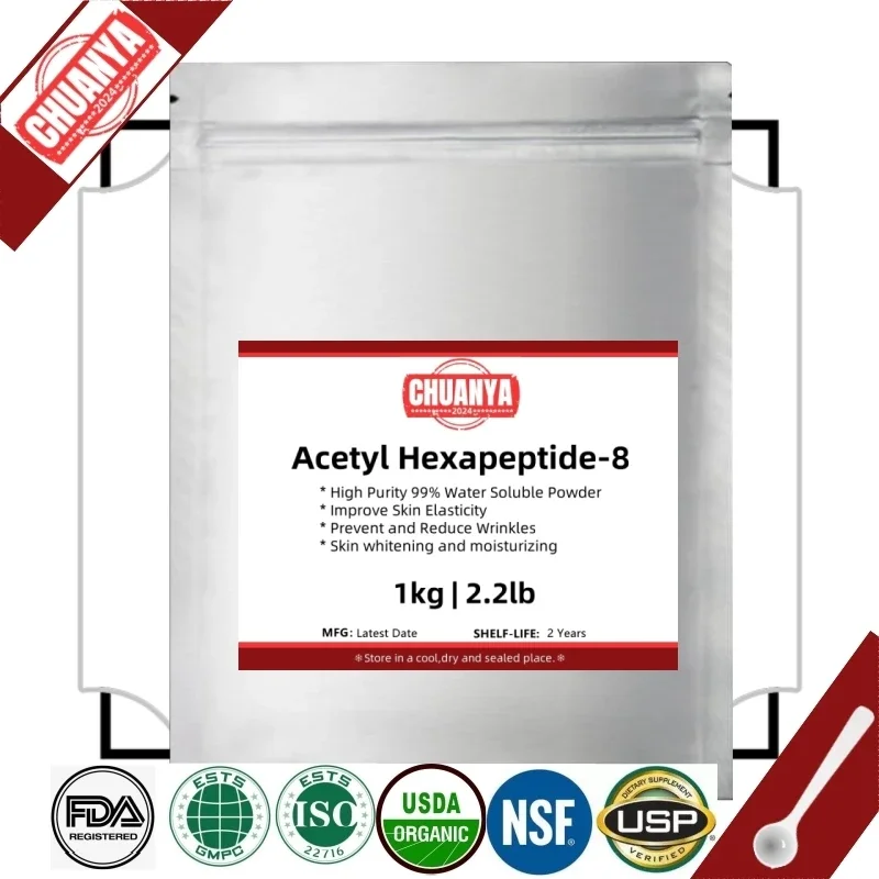 Acetil Hexapeptide-8, polvo de seis péptidos, antienvejecimiento, mejora la elasticidad de la piel, blanqueamiento, hidratante, Reduce las arrugas [Última fecha]