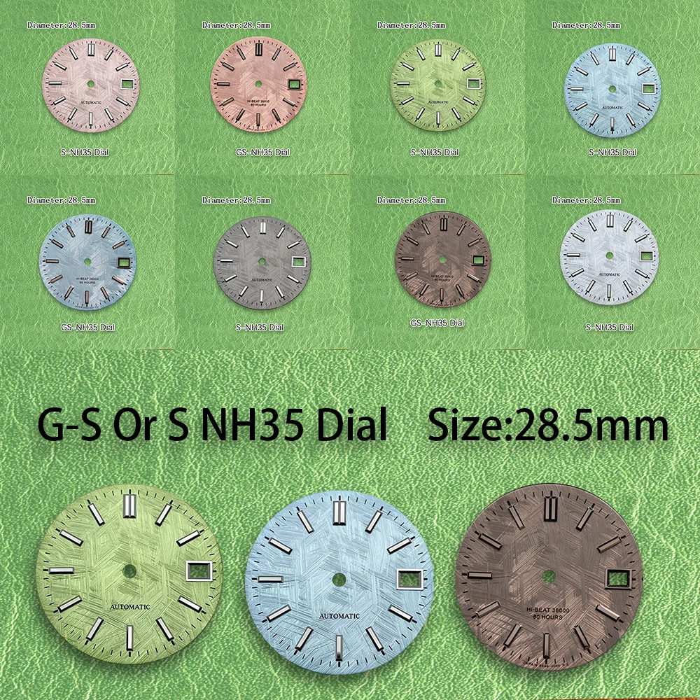 GS Dial Or S Dial 28.5mm White meteorite NH35 dial No Luminous Suitable for NH35 NH36 Movement Watch Modification Accessories