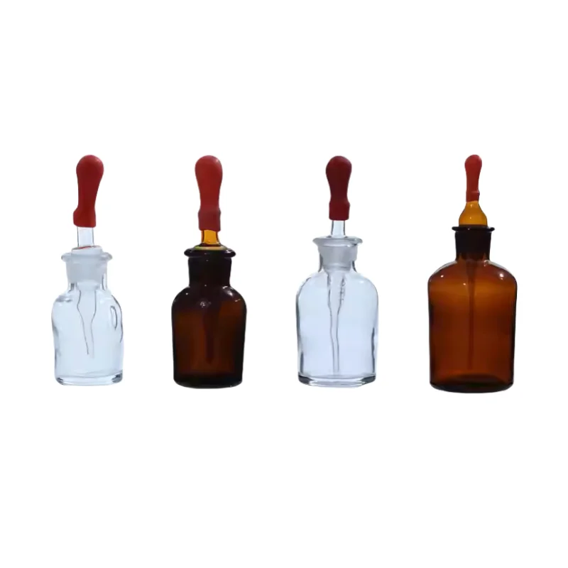 Glass Plastic Head Dropper Glass English Drop Bottle Scale Drop Bottle Laboratory Use