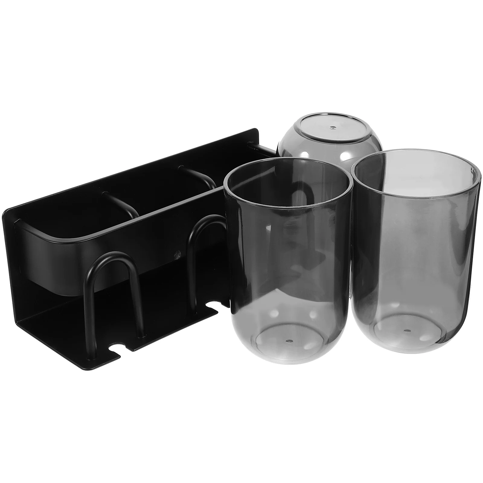 

1 set Black Bathroom Storage Rack Toothbrush Holder Large Capacity Anti Rust PP Material Wall Mounted No for Home