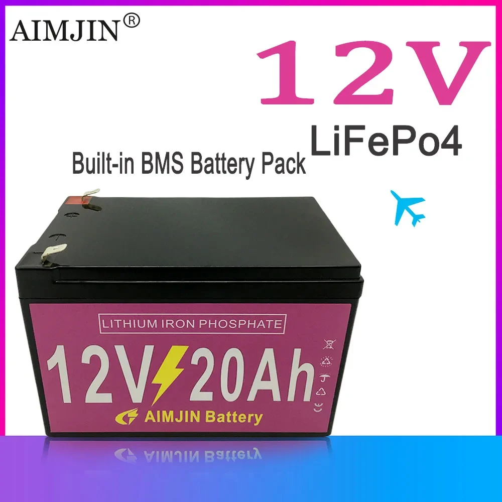 

12V 20AH LiFePo4 Battery Pack 20000mAh Lithium Iron Phosphate Battery Built-in BMS 12.8V for Kid Scooter Boat Motor Light