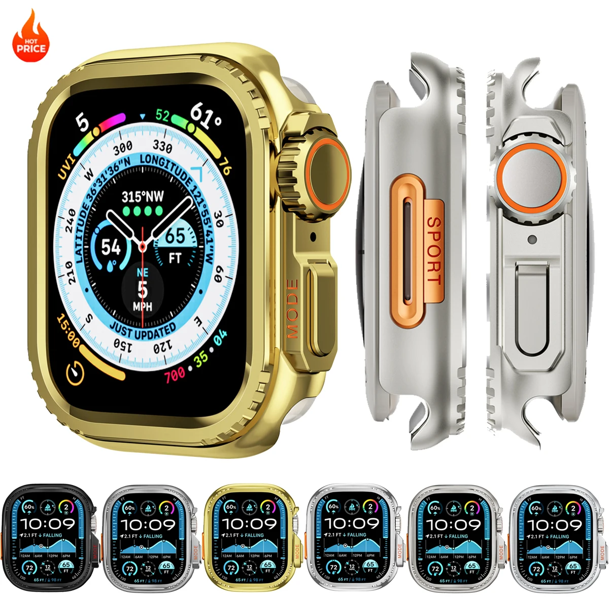 

Luxury Metal Case For Apple Watch 49mm 46mm 45mm 44mm 42mm Protector Rugged Bumper Cover for IWatch Ultra 2 Series10 9 8 7 6 5SE