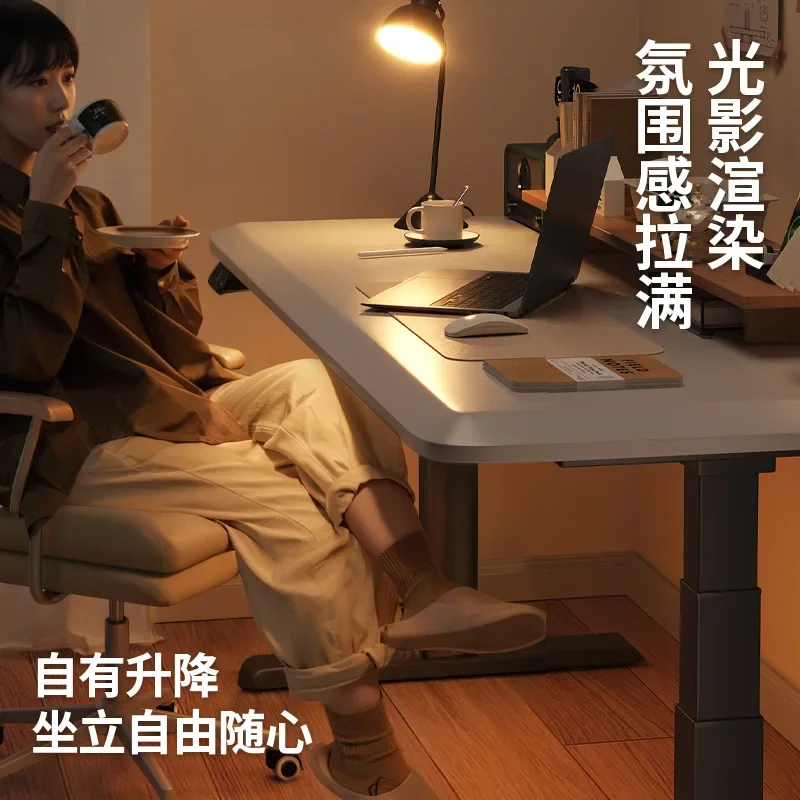Mesa de computador com elevação elétrica pode levantar mesa de estudo em casa com spray de plástico