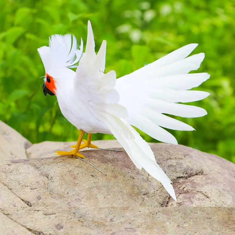 cute real life foam&feathers wings white parrot model red face bird toy gift about 20x28cm