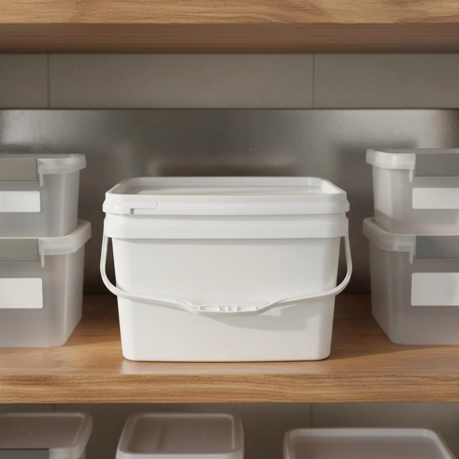 

Square Plastic Pail Large Capacity Stackable Plastic Container Rectangular Pail with Lid Chemical Resistant