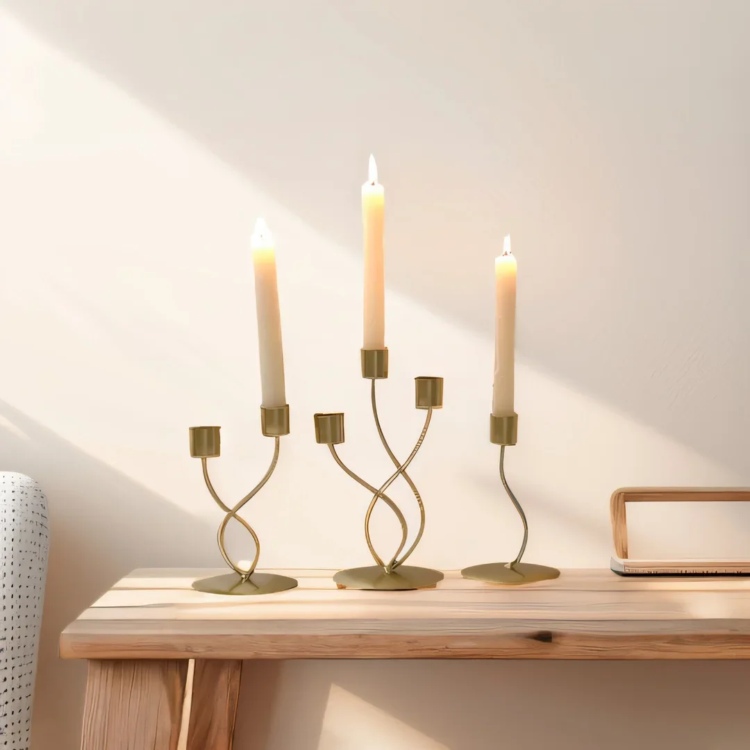 1pcs Candlestick Crafts Simple Nordic Desk Candle Ornament Candle Holder for Dining Room Thanksgiving Wedding Festivals Gift