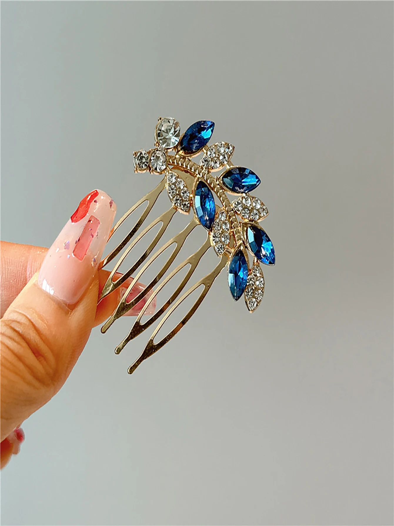 Luxury Rhinestone Hair Flower Leaf Small Hair Combs Pan Hair Liu Hairpin Women Girls Elegant Hair Accessories