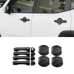 Door Handle Bowl Decoration Trim Cover Decal for Jeep Renegade 2016 2017 2018 2019 2020 2021 2022 2023 Car Accessories Black