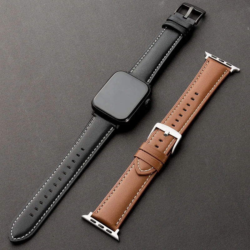 Leather Watch Band for apple watch strap 49mm 44mm 45mm 42mm 38mm 40mm 41mm Woman Man bracelet iWatch series 8 7 6 5 4 3 Se Band