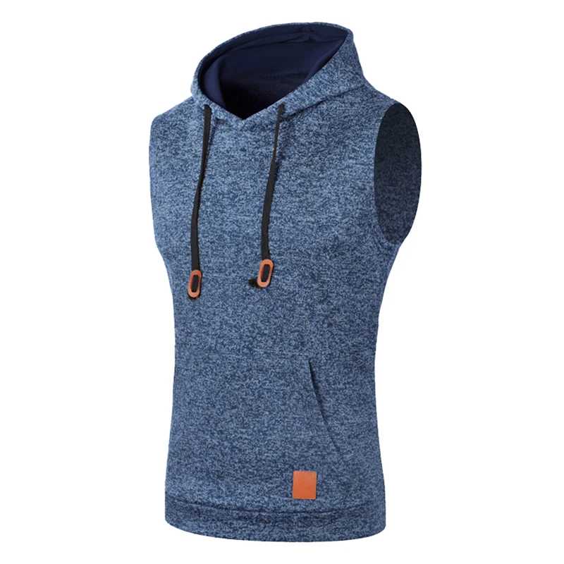 Mens Sleeveless Hoodies Fashion Casual Hooded Sweatshirt Men Bodybuilding Tank Top Sporting Shirt Waistcoat Vest Gym