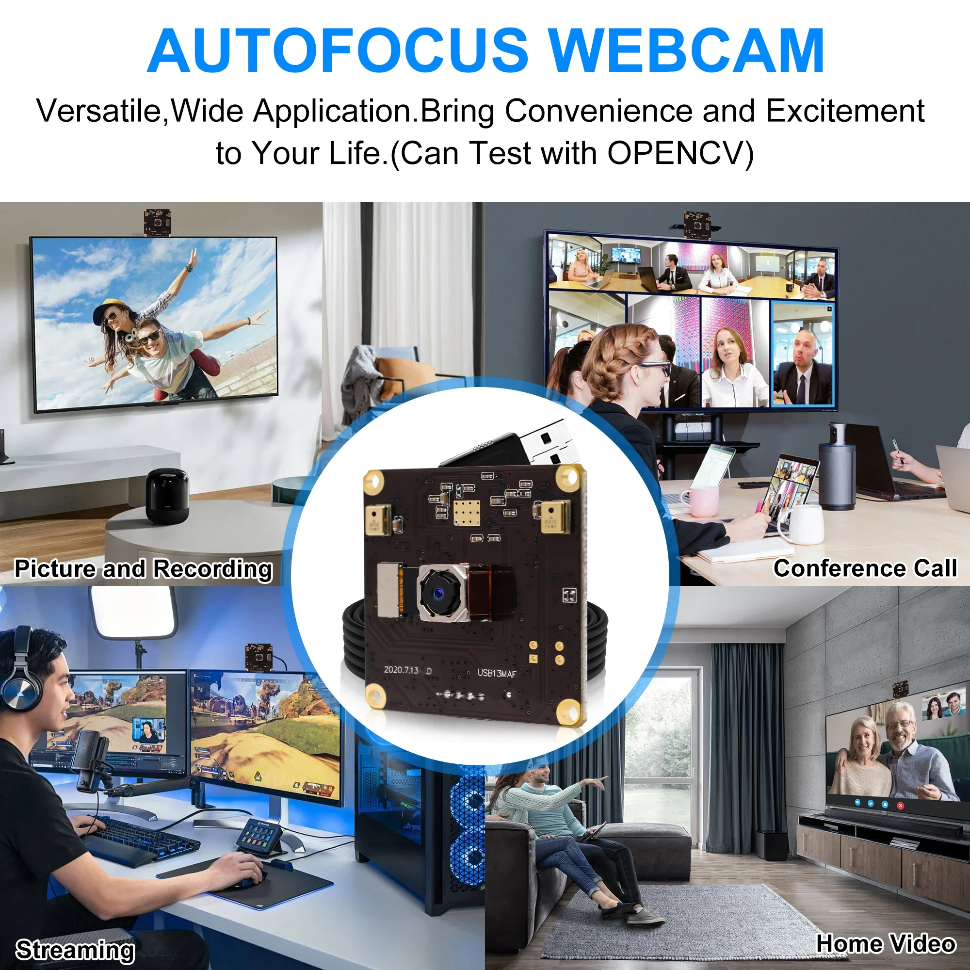 ELP UHD 13MP Autofocus USB Camera Module CMOS IMX214 USB Webcam with 75degree No Distortion Lens for Android Linux Windows