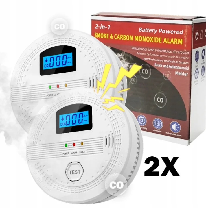 ne Detector CO Alarm With LCD Screen Display Battery Powered CE Certified For Home Kitchen Office Use