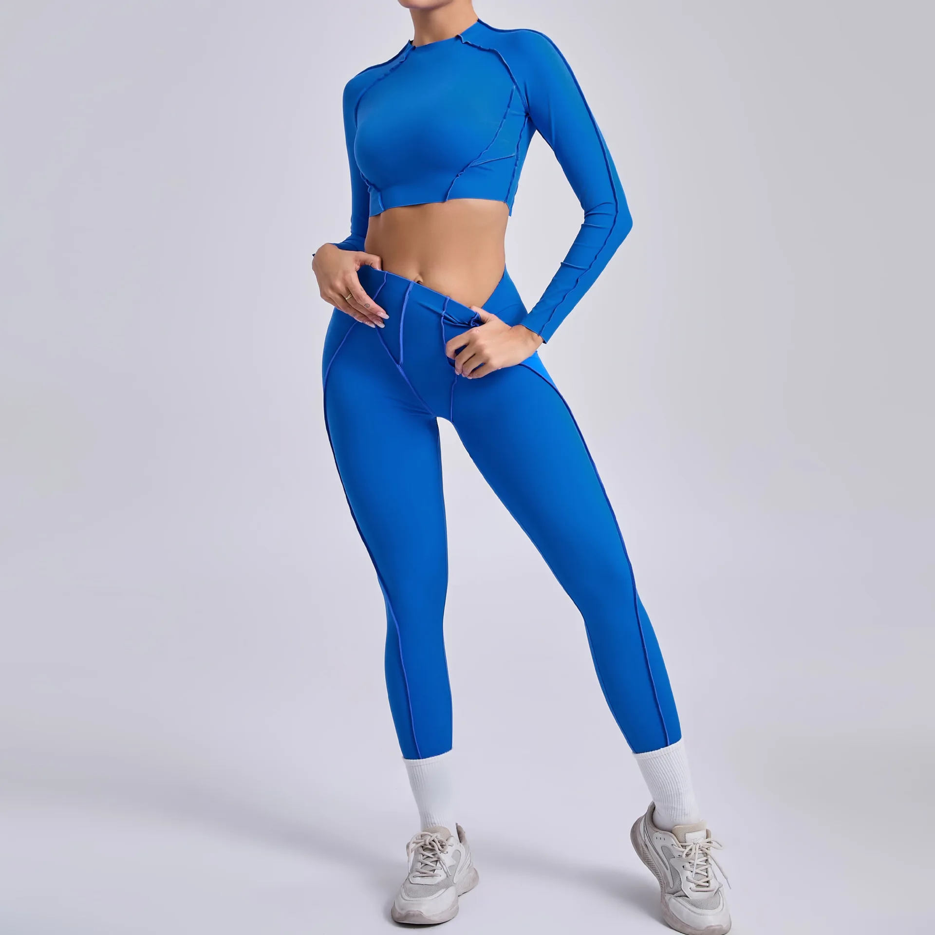 

Yoga Set 2 Pieces Workout Tracksuits Gym Clothes Sportswear Yoga Suits For Women Fitness Set Sports Long Sleeved Gym Leggings