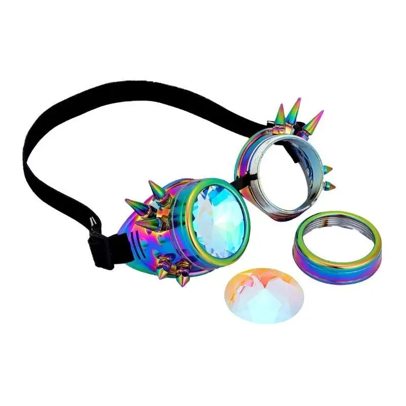 نظارات R1WE خمر القوطية العصر الصناعي نظارات المشكال Steampunk نظارات Kaleidoscop