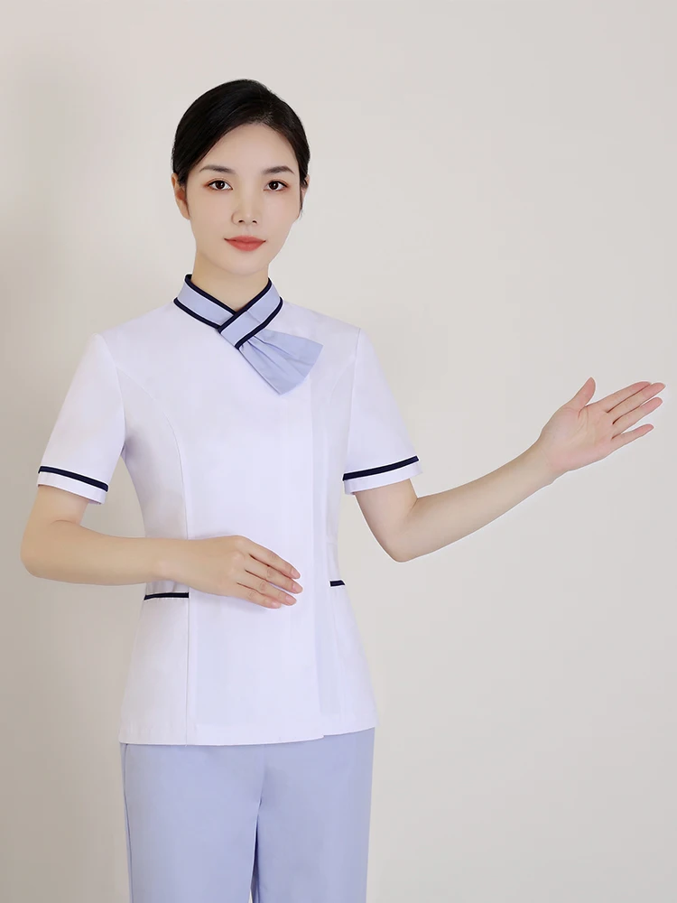 

Женский летний комплект униформы для стоматологов с коротким рукавом, в корейском стиле, костюм медсестры, раздельные элементы, униформа для салонов красоты и медицинских учреждений