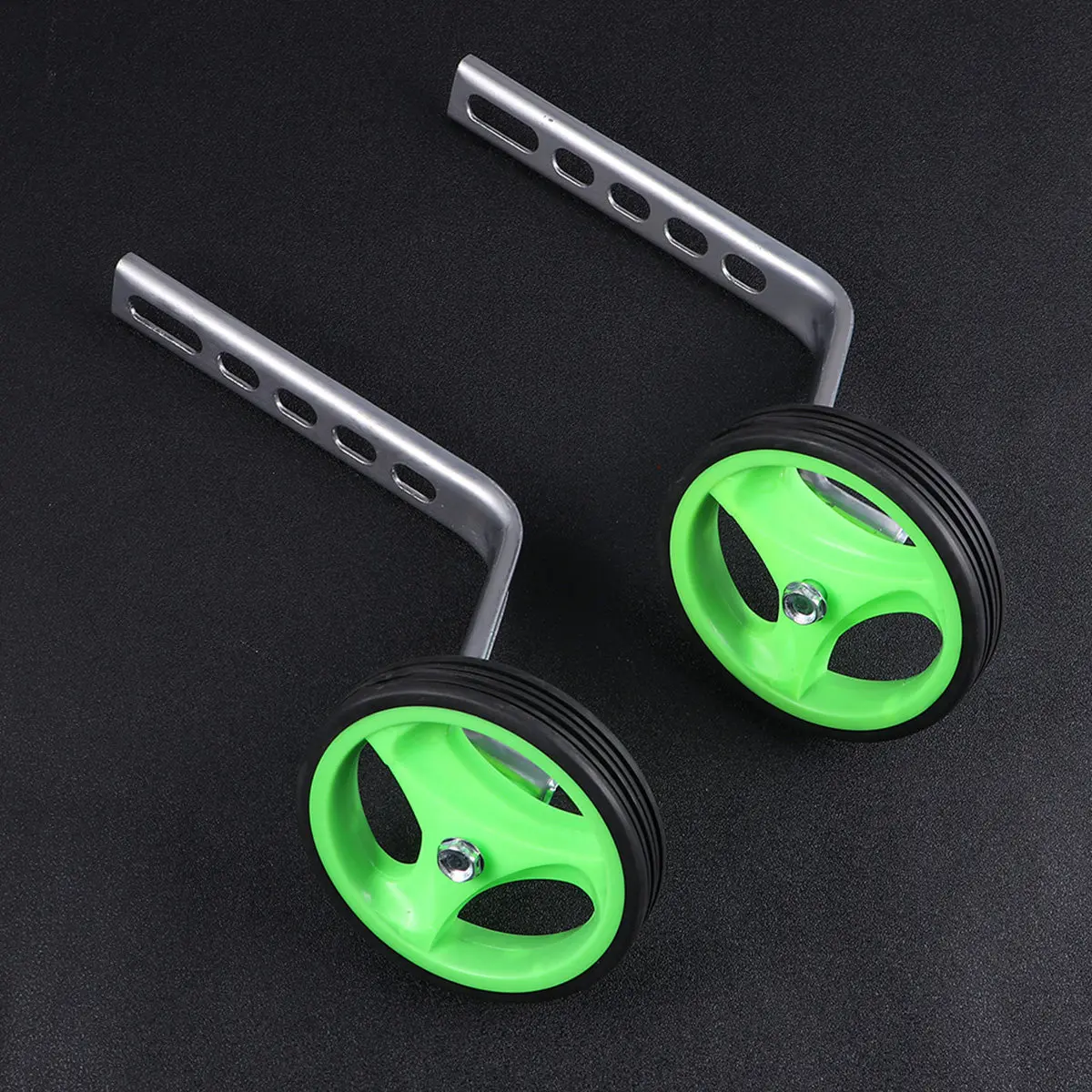 

1Set Bike Stabilizer Wheels for Durable Safe Easy to Assemble Adjustable Sturdy High Strength Material Green