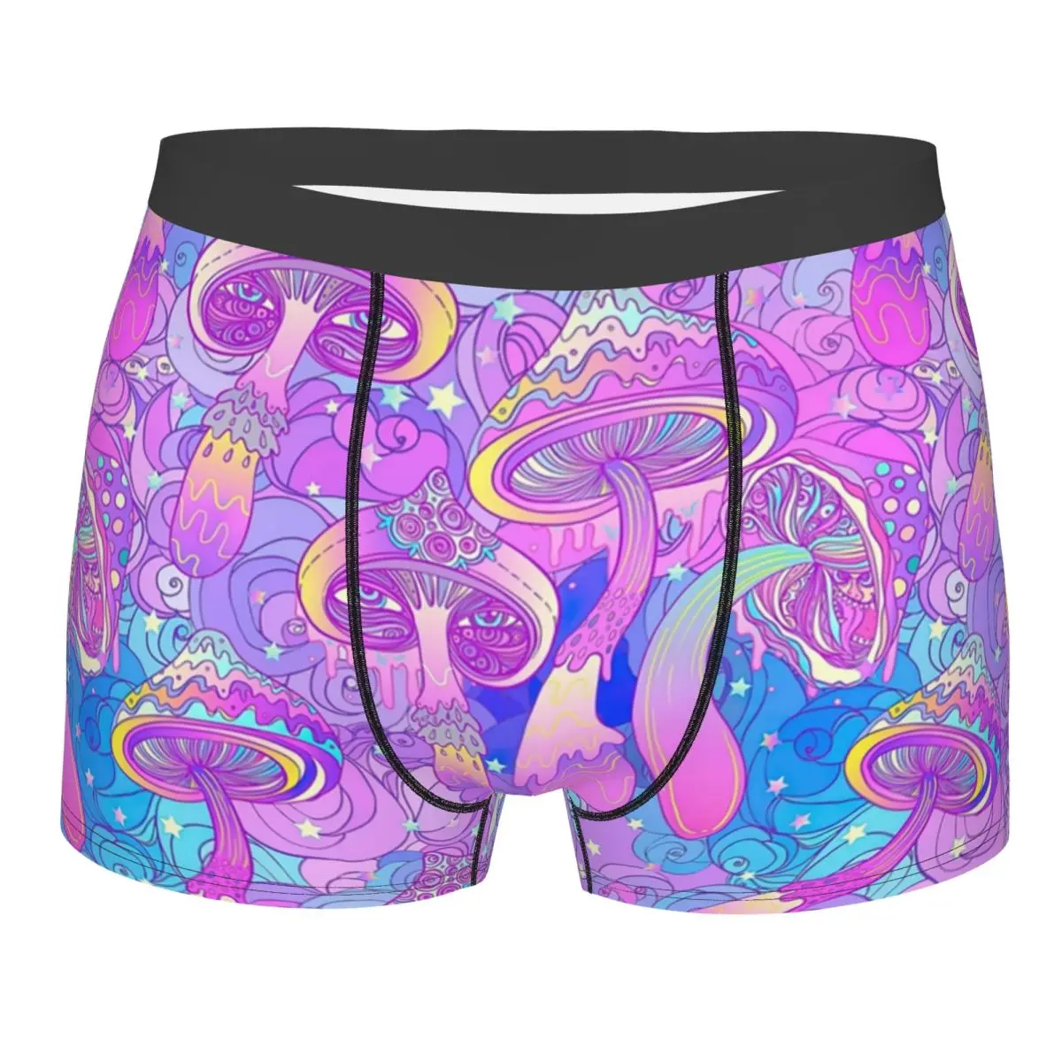 Ropa interior con estampado de setas mágicas psicodélicas para hombre, calzoncillos tipo bóxer, pantalones cortos elásticos para hombre