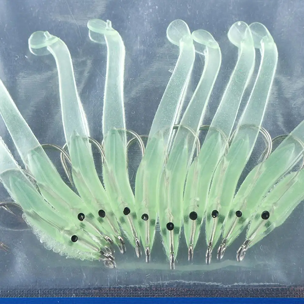 10pcs/lot Portable Artificial Bait Eel Fishing Bright Soft Silicone Lures Head Jig Lead Screw Worm Barbed Fishing Hooks Tackles