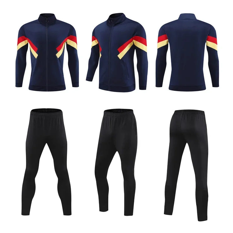 2Pcs Set Mens Soccer Sportswear Tracksuit Jacket Football Training Set Adult group purchase for adult jogging kit 6XL