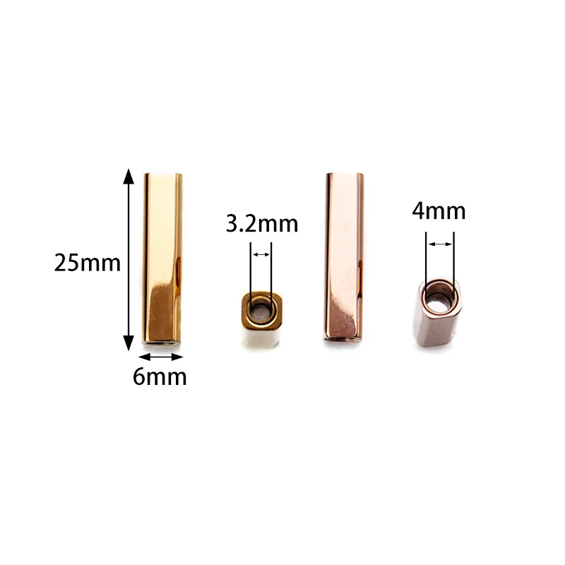 2set 6x25mm baja nirkarat persegi kulit gesper untuk wanita pria DIY kulit tali gesper gelang perhiasan membuat aksesoris