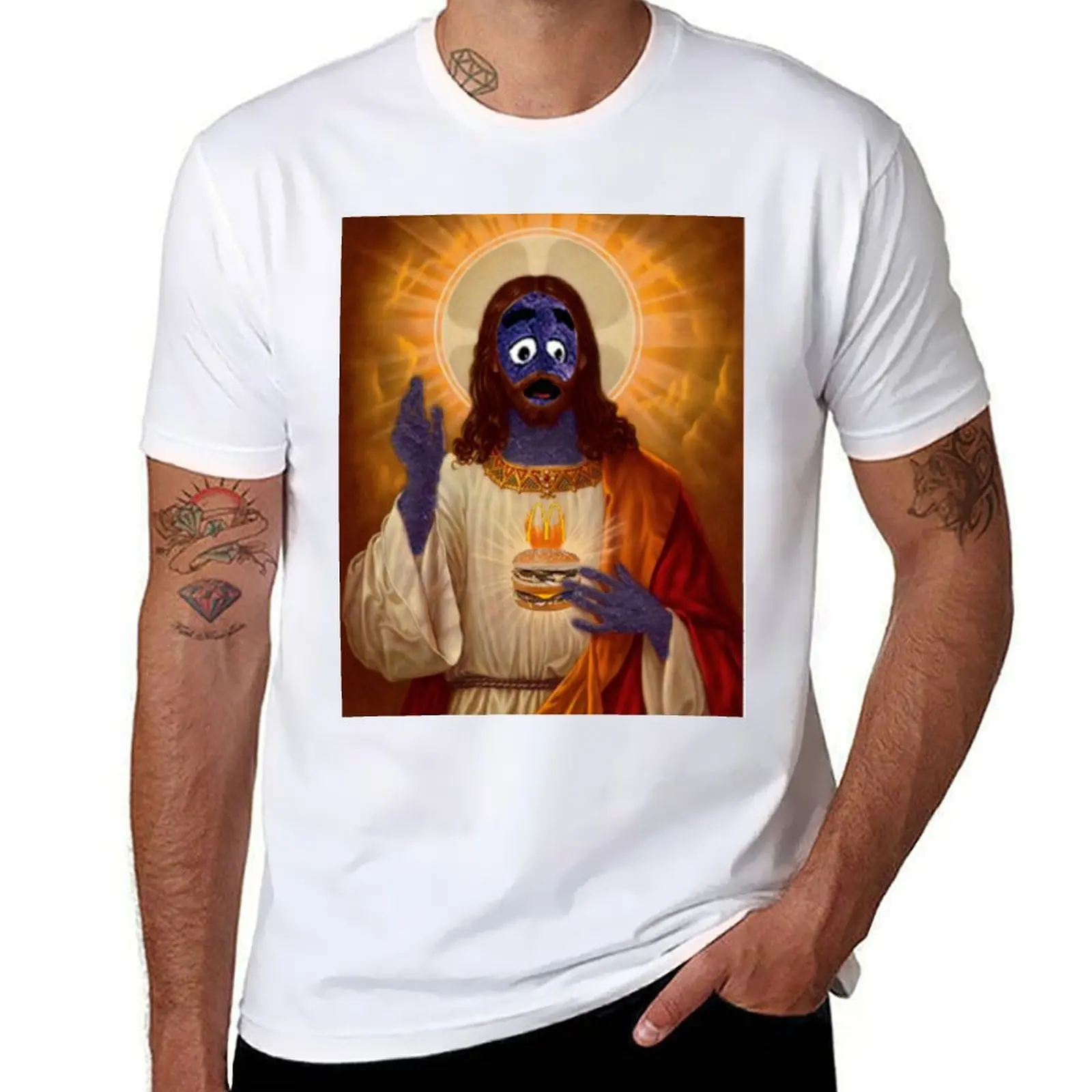 

Grimace Jesus T-Shirt t shirts for man graphic funny cotton t shirts high quality T-Shirt