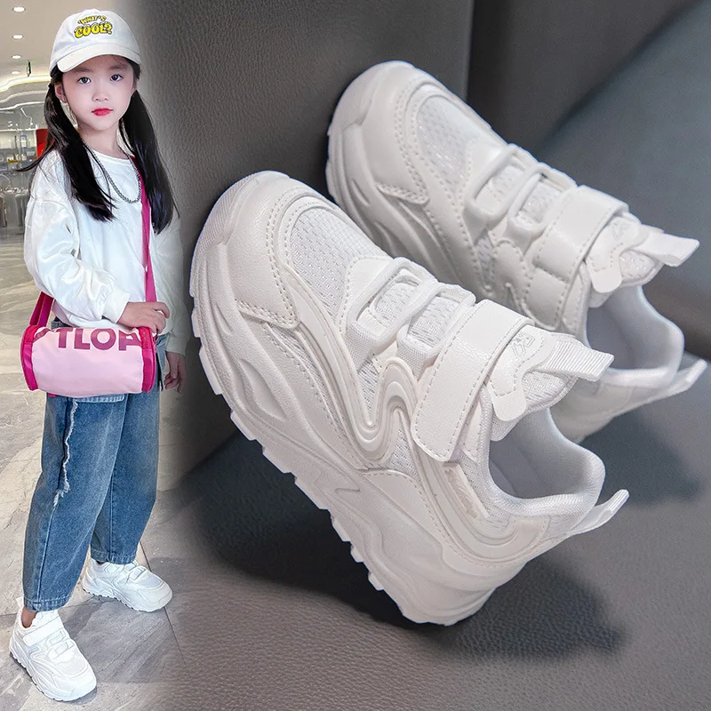 2024 Spring New Children Thick Soled Trned Casual Shoes Sports Shoes Girls Cute Running Shoes Student Chic Sneakers Non-slip