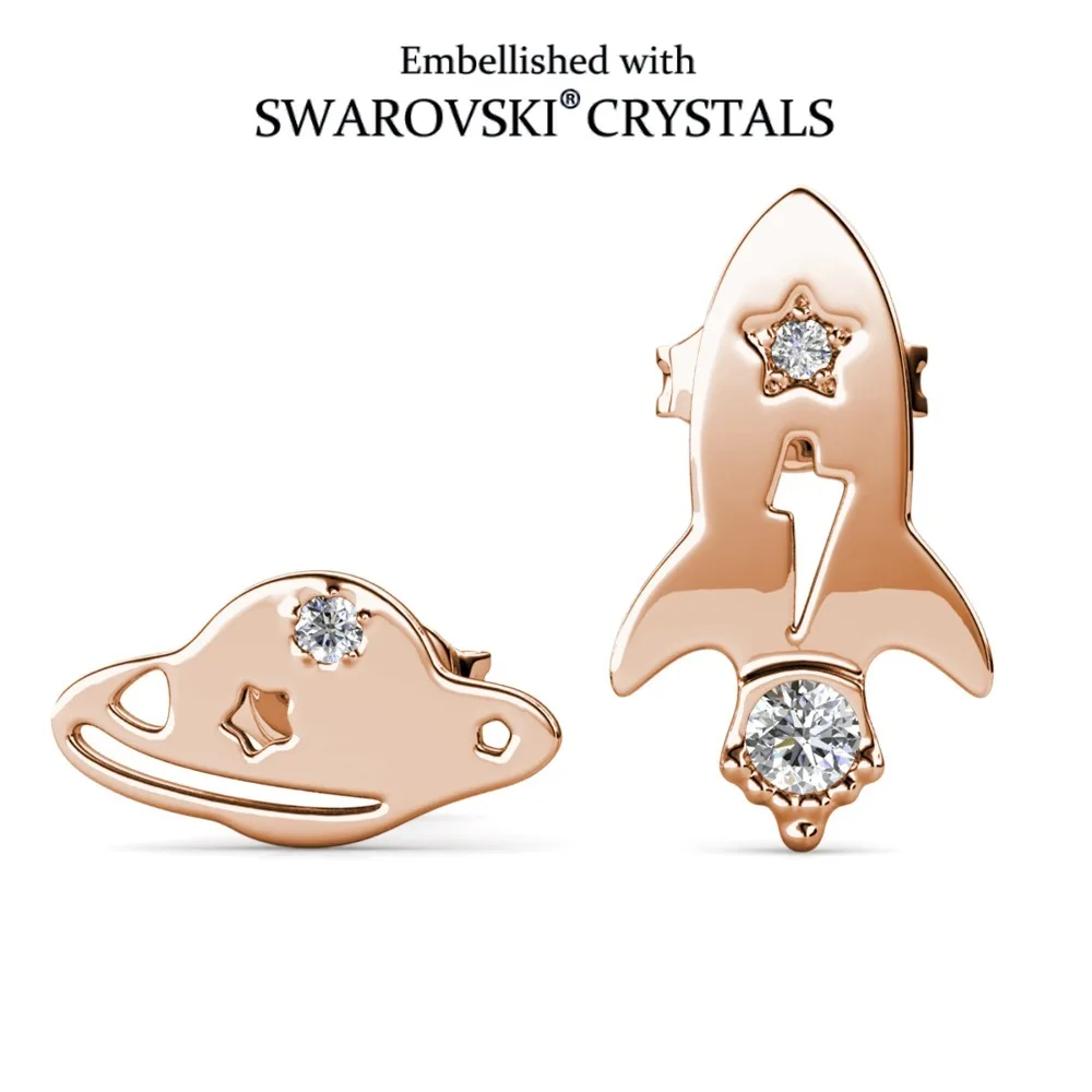 

Daisini Universe Series серьги-гвоздики с дизайном Rocket Moon, украшенные кристаллами Сваровски для женщин и девочек, ювелирные изделия, подарки